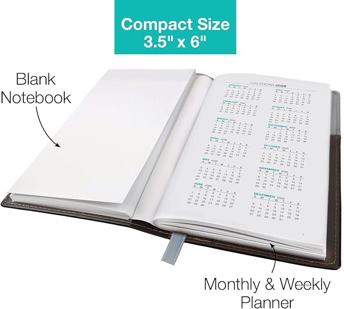 2026 Pocket Planner/Pocket Calendar, 3.5"x6": Includes 14 Months (November 2025 - December 2026) / 2026 Weekly Planner/Weekly Agenda/Monthly Calendar Organizer (Gray/Black)