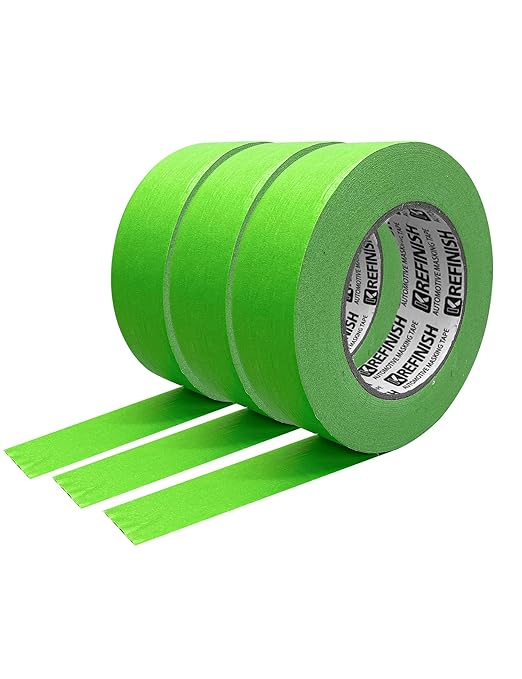 Painters Tape for Cars - Green, No Residue, Automotive Masking Tape - Heat Resistant for Paint Booth, 1.4 Inches x 60 Yards, 3 Rolls