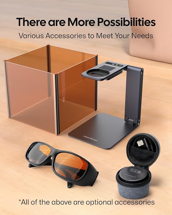 LaserPecker LP1 Pro Laser Engraver for Beginners, Mini Portable Laser Engraving Machine for Wood/Leather/Felt, 190g Lightweight, 10,000+ Hour Lifespan, Laser Safety Glasses Included, Basic Set