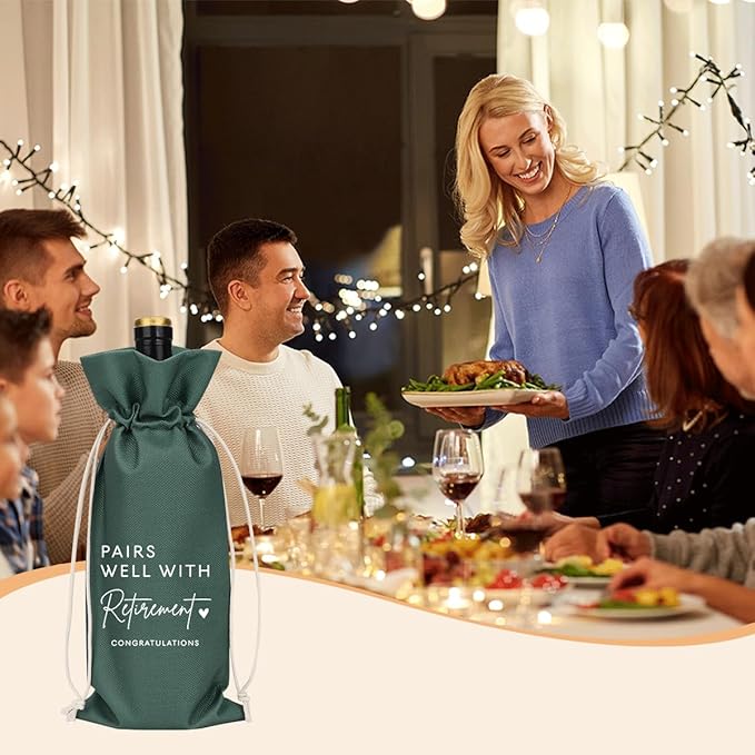 XFW Grey Retirement Wine Bag Retirement Gifts for Women Men Farewell Gifts for Coworkers Going Away Gift for Friends Boss