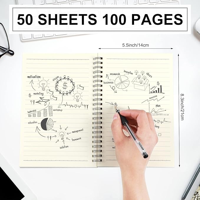 Yahenda 36 Pcs Spiral Notebook Bulk A5 Journal Lined 8.3'' x 5.5'' Writing Composition Paper Small Notepad Subject Notebook for Students Office Business Back to School Supplies (Dark Gray)