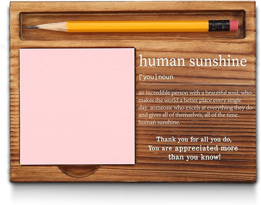 Human Sunshine Gifts for Women, Coworker Leaving, Human Sunshine Sticky Note Holder, Thank You Appreciation Gifts Friends Women Men Coworkers Self-Stick Note Pad Holders GAA51