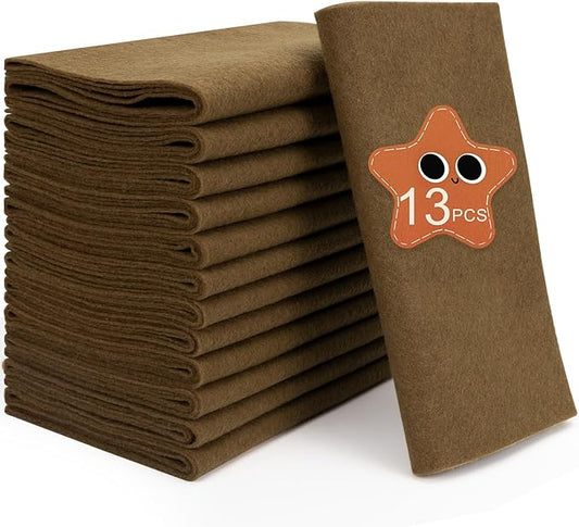 XSEINO 13 Rolls Dark Brown Felt Fabric,8"x35"(20.5x90cm) 1.4mm Thick Soft Felt Fabric Sheet for Crafts,Dark Brown Series Colors Soft Nonwoven Fabric,Fit for Decoration, Sewing, DIY Crafts