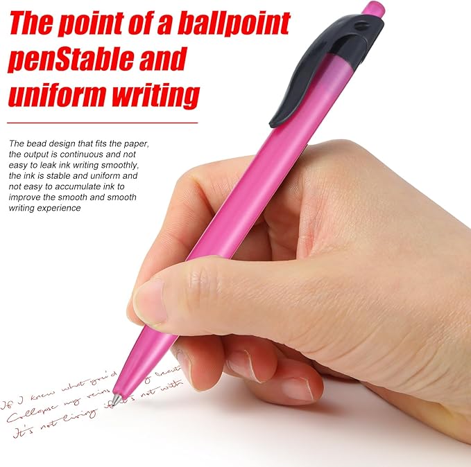 Retractable Red Ballpoint Pen for Smooth Writing 1.0mm Medium Pack of 100, Click pens with Comfort grip, Idea for Journaling, Planner, Note Taking Office School Supplies