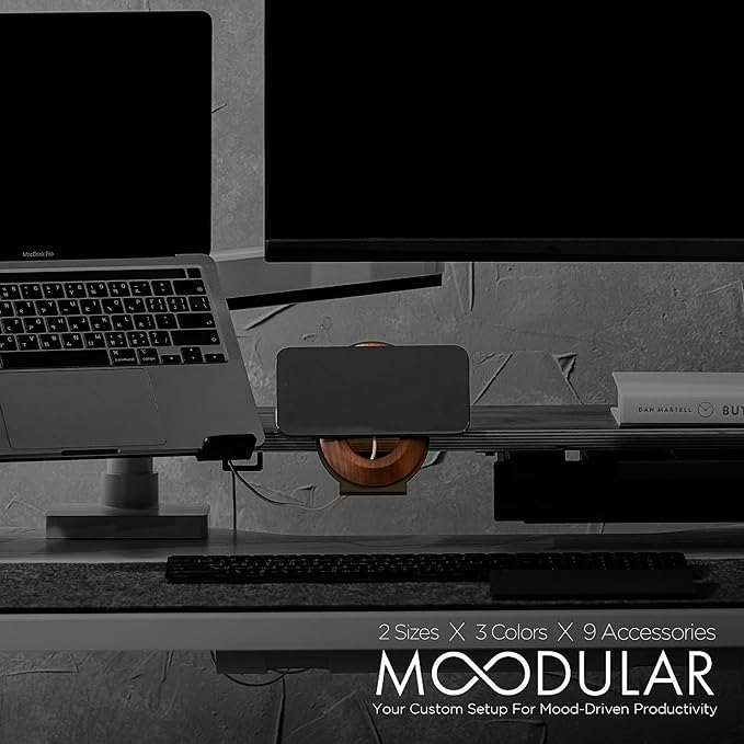 Moodular Add-ons Phone Stand for Magsafe (Charger Not Included) [Accessory Only - Requires Moodular Wooden Monitor Stand Slide Rails for Use] Black MSA-MS