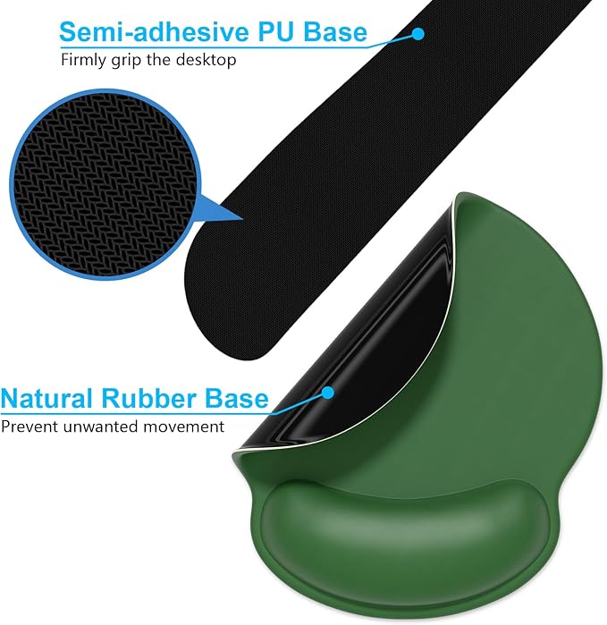 Dapesuom Keyboard Wrist Rest and Mouse Pad with Wrist Support, Cute Memory Foam Cushion for Keyboard and Mouse Set, Ergonomic Pad Rests with Non Slip Base for Easy Typing & Pain Relief, Forest Green