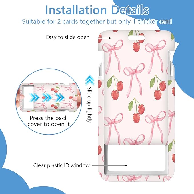 Bow Lanyard with Id Holder, Cute ID Badge Holder with Retractable Lanyard, ID Holder with Badge Reel Clips,Name Tag ID Card Holder Teacher Women Doctor Office Gift