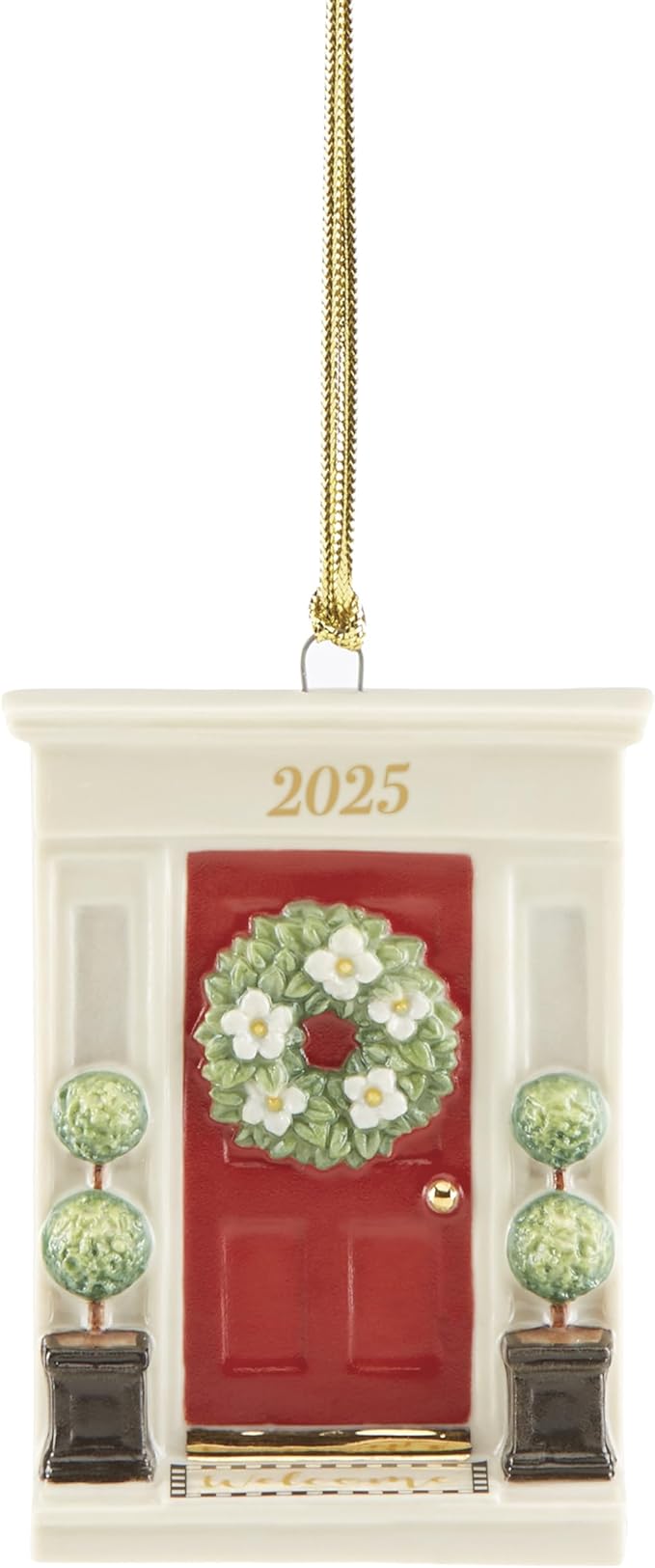 Lenox Ornament, 2025 Our New Home Porcelain Ornament, House Door Design with Gold Accents & Hanging Cord, for Christmas Tree Decoration, Winter Decor, Christmas Decor, Door Design (Multicolor 1 Piece)