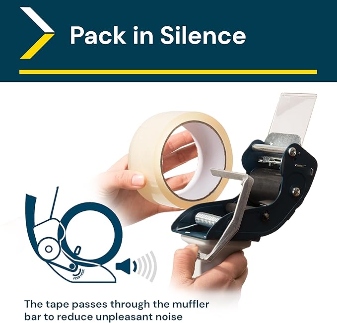 Excell RTS-82891 Low Noise Packing Tape Dispenser, Tape Gun Fit 2 Inch Wide Tape 3 Inch Core for Carton, Packaging and Box Sealing - 2Pack