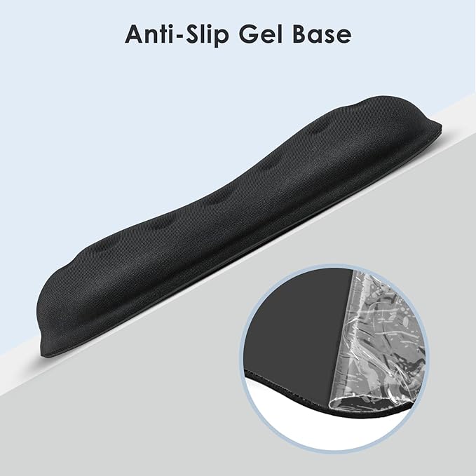 VANKEY Large Mouse Wrist Rest, Soft Memory Foam Wrist Pad for Mouse, Mouse Wrist Support Pad for Office Work, PC Gaming, Wrist Pain Relief (Black)