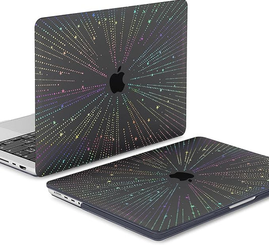 KEROM Clear Black Case for MacBook Pro 14 inch 2024-2021 M4 M3 M2 M1 Pro/Max Chip A3112 A3185 A3401 A2918 A2992 A2779 A2442, Plastic Hard Shell Case & Keyboard Cover for MacBook Pro 14'', Line