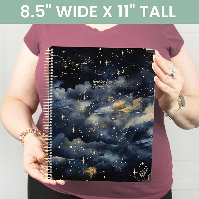 bloom daily planners HARDCOVER 2025-2026 (8.5" x 11") Academic Year Day Planner (July 2025 - July 2026) - Task Goal Organizer - Monthly & Weekly Inspirational Agenda Book - Midnight Sky