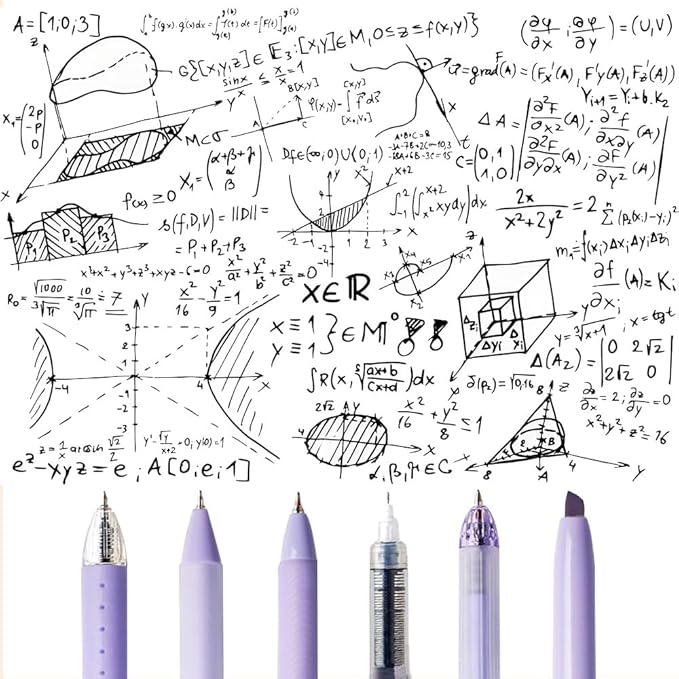 6 Count Pastel Gel Ink Pen Set,Cute Note Taking 0.5mm Fine Point Retractable 5 Count Black Ink Pens with 1 Count Highlighter for Writing, Journaling, School, Office (Purple)