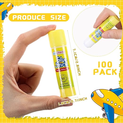 100 Pcs White Glue Stick Washable Glue Stick for Crafts Home School Classroom Students Teachers Employees Scrapbooking Crafting Supplies, 0.32 Ounce