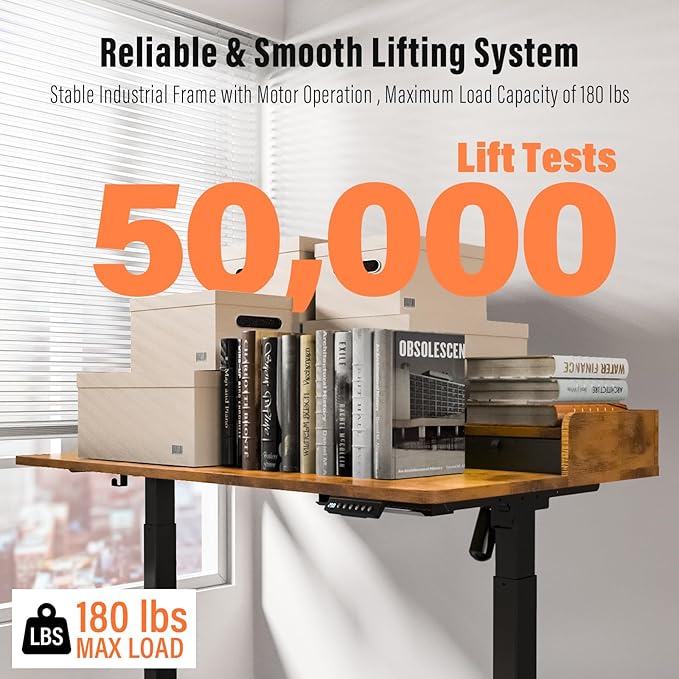 Standing Desk with Drawers,Thickened Table Legs Sit Stand Desk Electric for Home Office & Gaming,Ergonomic Stand Up Desk Cable Management Tray(Classic Black) (Rustic Brown, 48″ x 30″)