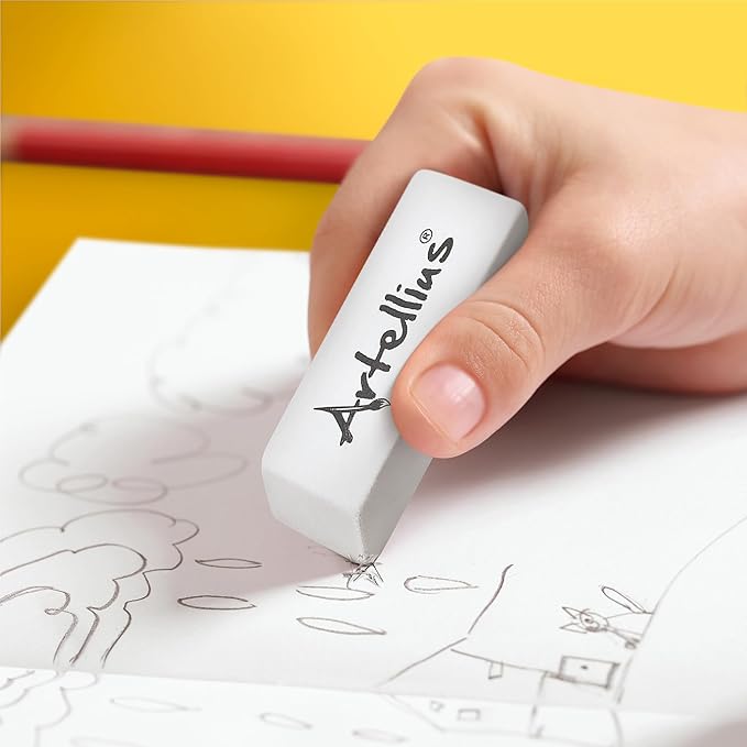 Artellius White Erasers - Large Size Latex & Smudge Free - Bulk School Supplies for Classrooms, Drawing, Teachers, Homeschool, Office, Art Class - Pack of 100 - Teacher Supplies
