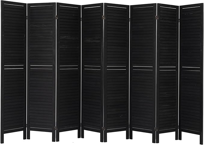 NicBex 8 Panel Room Divider,5.6FT Wood Room Dividers,Folding Privacy Screens Portable Freestanding Partition Wall Dividers for Room Separation,Home Bedroom Office,Black
