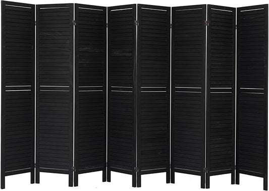 NicBex 8 Panel Room Divider,5.6FT Wood Room Dividers,Folding Privacy Screens Portable Freestanding Partition Wall Dividers for Room Separation,Home Bedroom Office,Black