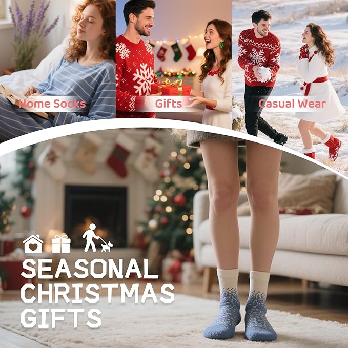 COOPLUS Fuzzy Socks for Women Warm Fluffy Cozy Winter Soft Home Slipper Socks (5 Pairs)