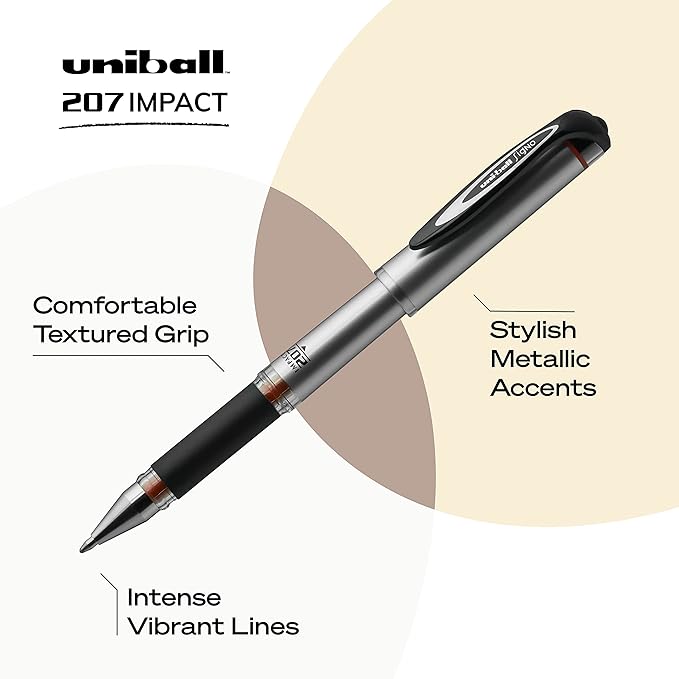 Uni-Ball Signo 207 Impact Gel Pen, 12 Red Pens, 1.0mm Bold Point, Smooth Writing (Pack of 2)