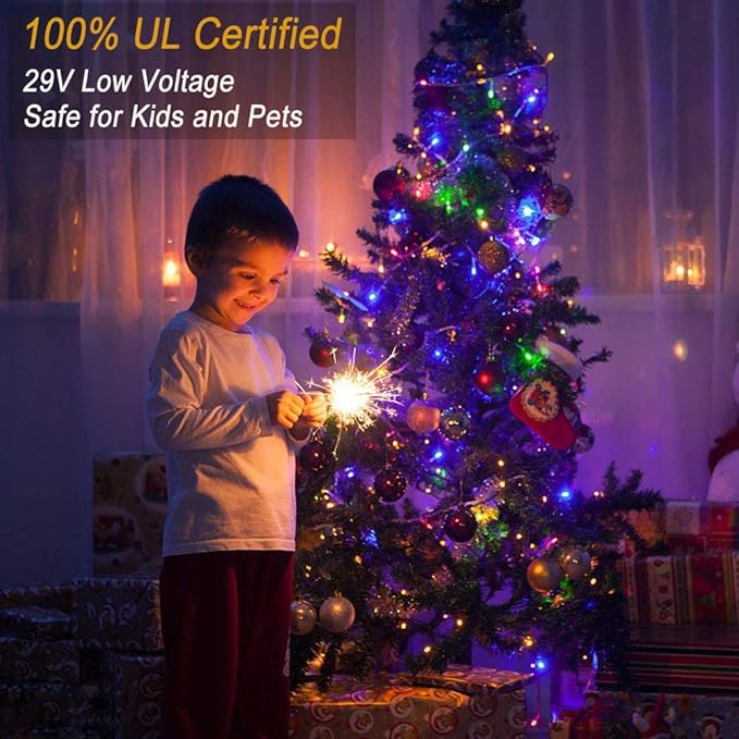 Haili 1000 Led Christmas Lights, Plug in 8 Lighting Modes Waterproof, Outdoor Christmas Lights for Tree Yard Party Indoor Outside Decorations (393FT, Multi Colored)