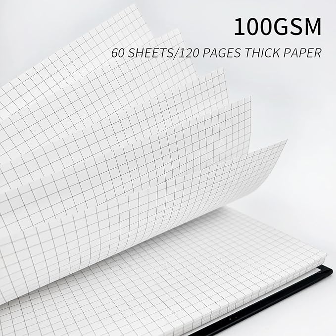 Graph Paper Notebook Spiral Notebook 8.5" x 11"-4 Pack Grid Paper Notebook Graph notebook Engineering notebook 120 Pages 100 GSM Thick Graphing Paper Notebook Hardcover Journal for School,