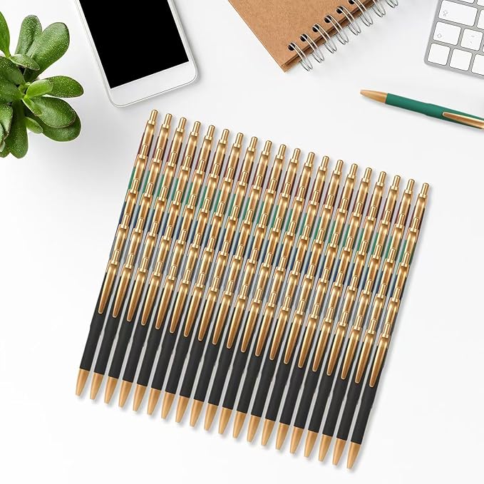 Aozora Pens Bulk 100 Pack Retractable Pens Ballpoint Smooth Writing Pen Click Bulk No Bleed Medium Point 1.0 mm Box of Pen (Classic-A)