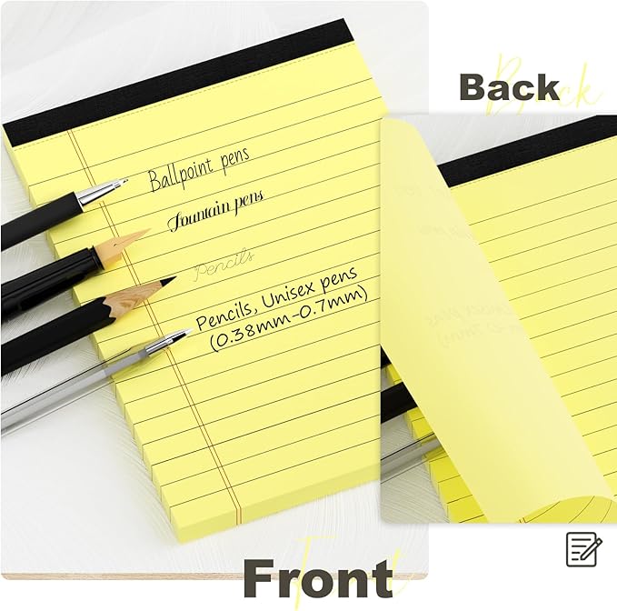 Yellow Legal Pads 4x6 18-Line College Ruled Small Legal Pads 20 Packs of Mini Legal Note Pads Non-Penetrating Paper, Perforated Writing Pad for School, Office, Business