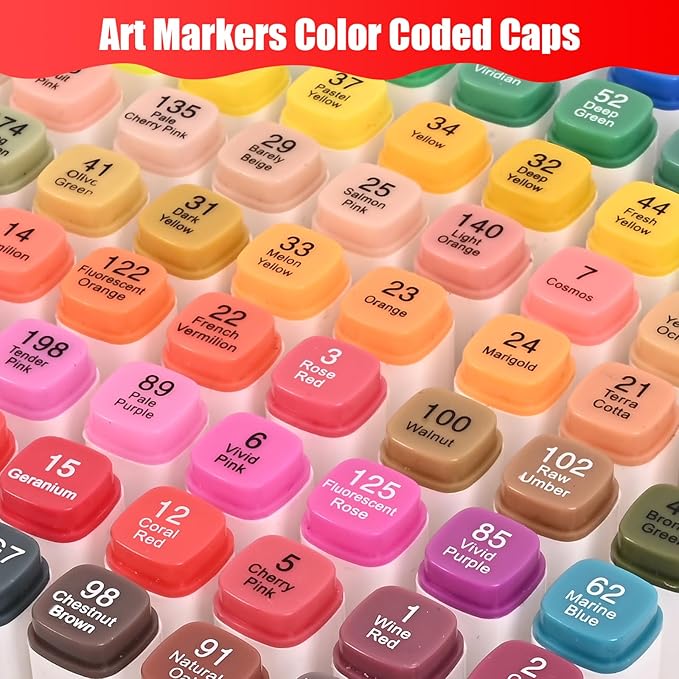 Taotree Alcohol Markers 100 Colors with Case & Holders, Dual Tips Art Coloring Markers Pens, Chisel & Fine Art Supplies Sketch Pens for Artist Kids Adult Coloring Books Drawing, Painting, Sketching