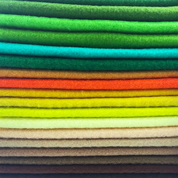 flic-flac 42pcs1.4mm Thick Soft Felt Fabric Sheet Assorted Color Felt Pack DIY Craft Sewing Squares Nonwoven Patchwork (10cm * 10cm)