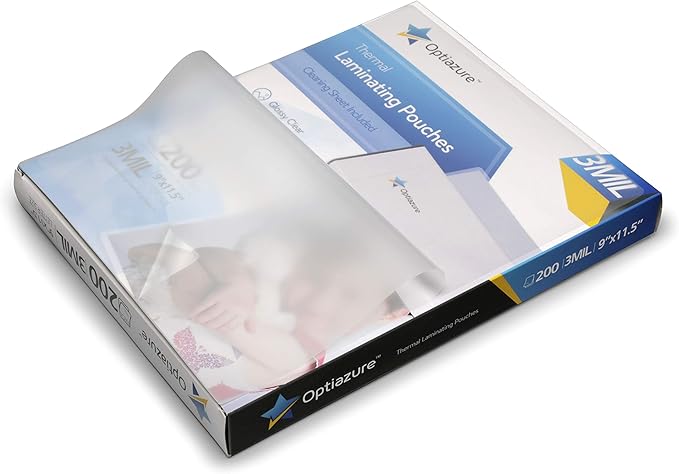 Thermal Laminating Pouches 9"x11.5" Inches, 3mil 200Pack, Laminated Paper, Clear, Letter Size, Office and School Supplies