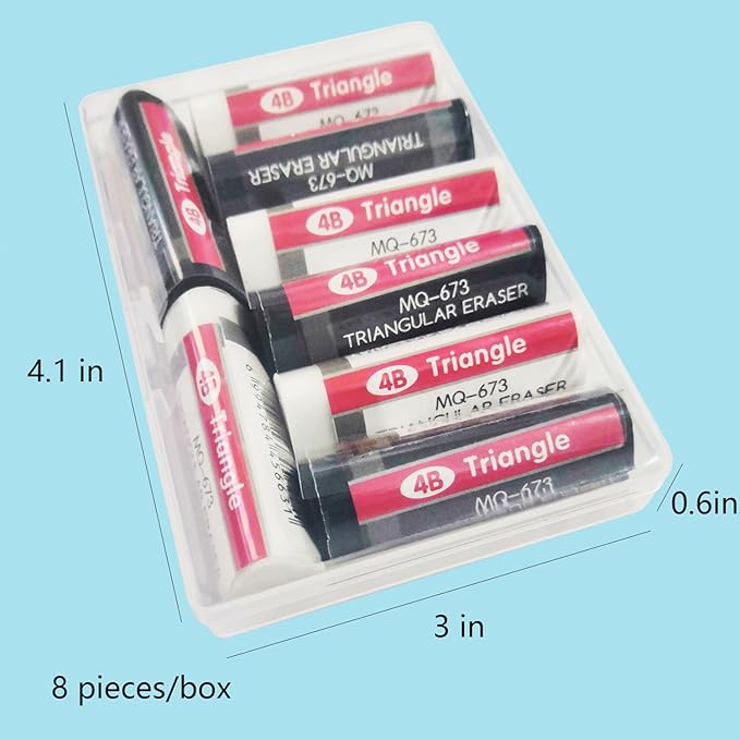 Black White Erasers 8 Pack Pencil Erasers Triangle Erasers for Kids Bulk for Students School Supplies Office Prize Gifts (Black and White Triangle)