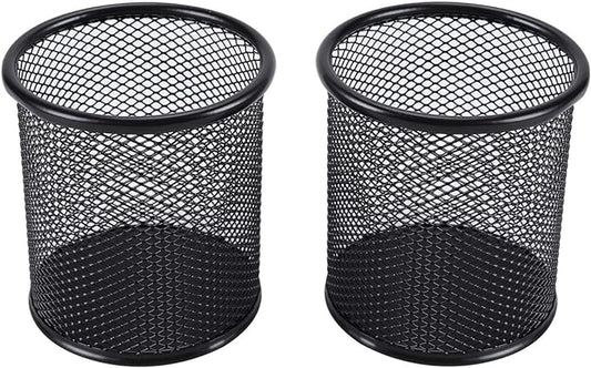 EasyPAG Metal Mesh Pen Holder for Desk Office Black 2 Pack Pencil Holder, Pen Holder Cup, Pencil Cup Holder, Pen Organizer