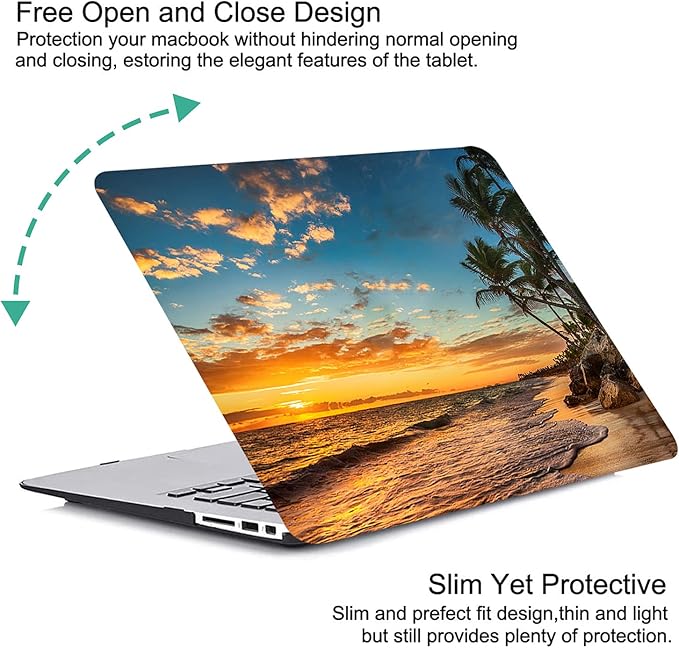 KEROM Compatible with MacBook Pro 16 inch Case 2024-2021 M4 M3 M2 M1 Pro/Max Chip A3403 A3186 A2991 A2780 A2485, Protective Plastic Hard Shell Case & Keyboard Cover, Has Logo Cutout, Beach Sunset