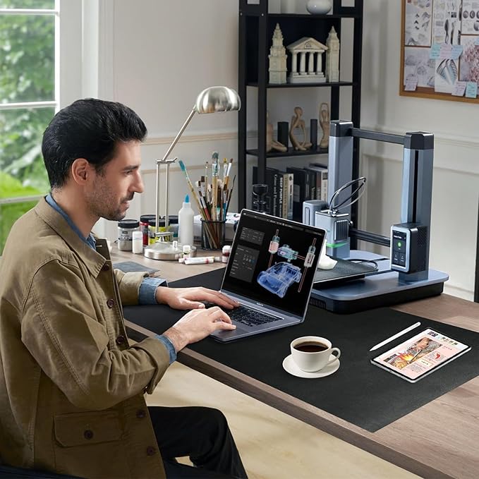 Wireless Charging Mouse Pad with for Desktop Charging Large Desk Mat 36"x17" Waterproof Black Leather Computer Mat Mousepad Non-Slip Protector on Top of Desks for Keyboard and Mouse(Black-R)