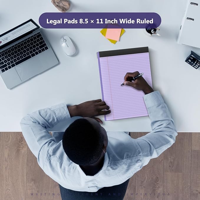 3 Pack Legal Pads 8.5 x 11 College Ruled Colored Note Pads 8.5" x 11" Lined Paper Chipboard-Backed Notepad with Micro-Perforated Notebook Paper for Office & School Supplies 50 Sheets/Pad