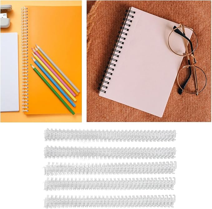 100Pcs Double Loop Wire Binding Spines, 60 Sheets, 3:1 Pitch, 34 Loop, 3/8in Diamete, for A4 Paper Documents, Files, Reports (WHITE)