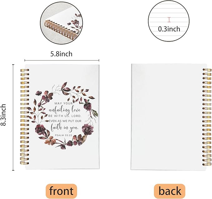 VNWEK Bible Christian Spiral Notebook Journal - Christian Notebook for Women, Christian Art Gifts, Bible Gifts, 5.5x8.3 Notebook Spiral Bound with Writing Pads