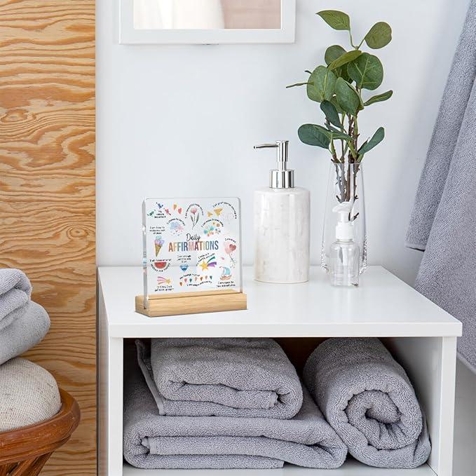 Positive Therapy Office Decor, Mental Health Office Desk Decor, Mental Health Gifts for Women School Counselor Psychologist Therapist, Daily Affirmations Acrylic Sign for Halloween Christmas Gift