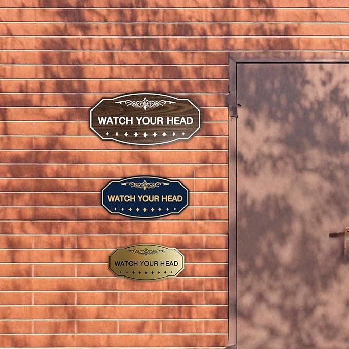 Signs ByLITA Victorian Watch Your Head Sign (Blue) - Large 2 Pack