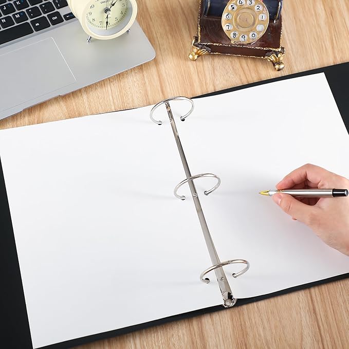 6 Pcs 11 x 17 3 Ring Binders Black 11" x 17" Round Ring Binders Large Folder for Pressboard Presentation, Reports, Proposals, Documents(2 Inch)
