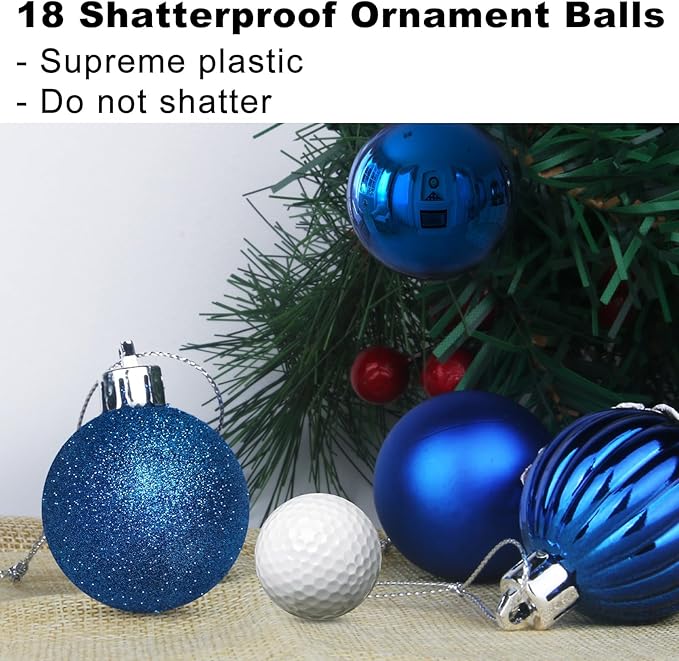 Royal Blue 2.5" Christmas Balls Christmas Tree Decoration Ornaments Shatterproof Hanging Balls for Birthday Halloween Holiday Wedding Decorations Set of 18pcs