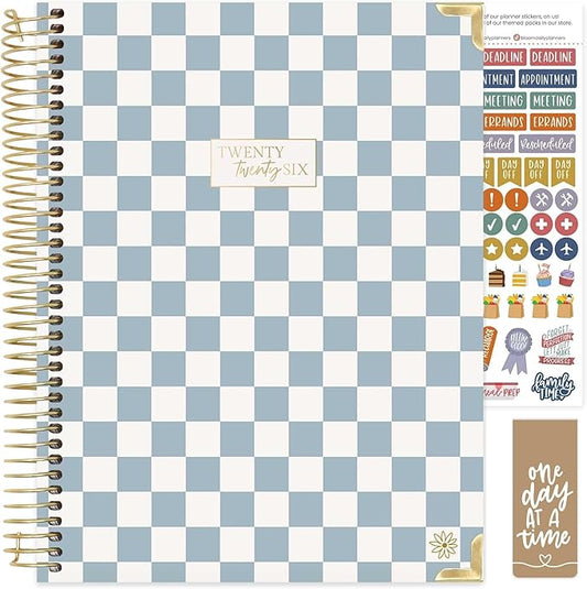 bloom daily planners HARDCOVER 2026 Planner (January to December) - 8.5” x 11” Weekly & Monthly Dated Agenda Organizer Book with Stickers & Tabs - Checkered
