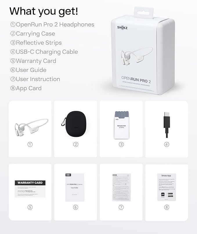 SHOKZ New OpenRun Pro 2 - Open-Ear, Bone Conduction Sport Headphones - with Reflective Strip - Sweat Resistant, Workout Headphones - Secure, Wireless, Comfortable Fit-Deep Bass and Smart Mic App