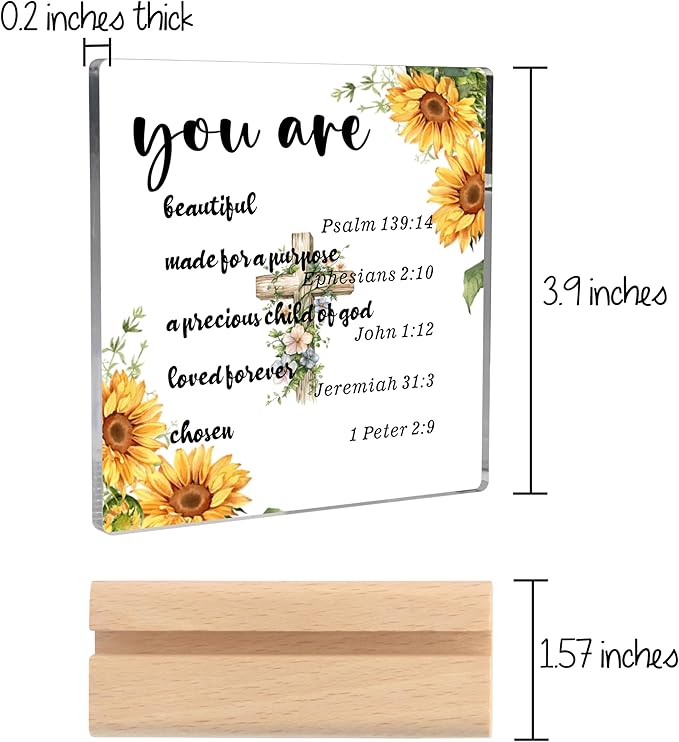 Christian Gifts for Women Men, Religious Gifts for Women Inspirational Gifts Scripture Gifts Clear Desk Decorative Sign Christian Spiritual Baptism Gifts for Woman Man