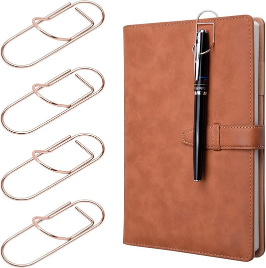 Wisdompro Pen Clip, 12 Pack Stainless Steel Pen Clip Holder for Notebook, Books, Journal, Clipboard, Paper, etc. - Fits Almost Any Pen Size (Rose Gold)