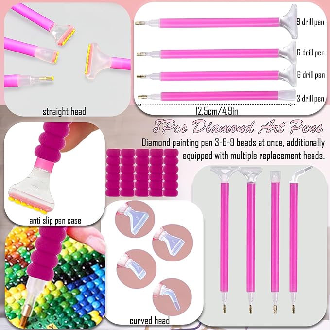 NLXCXUCY 158Pcs Diamond Art Accessories Kit All Inclusive Diamond Painting Tool Set with A4 Diamond Painting Light Pad,Diamond Art Sealer Glue,Diamond Correction,Pens Storage Box for DIY Craft