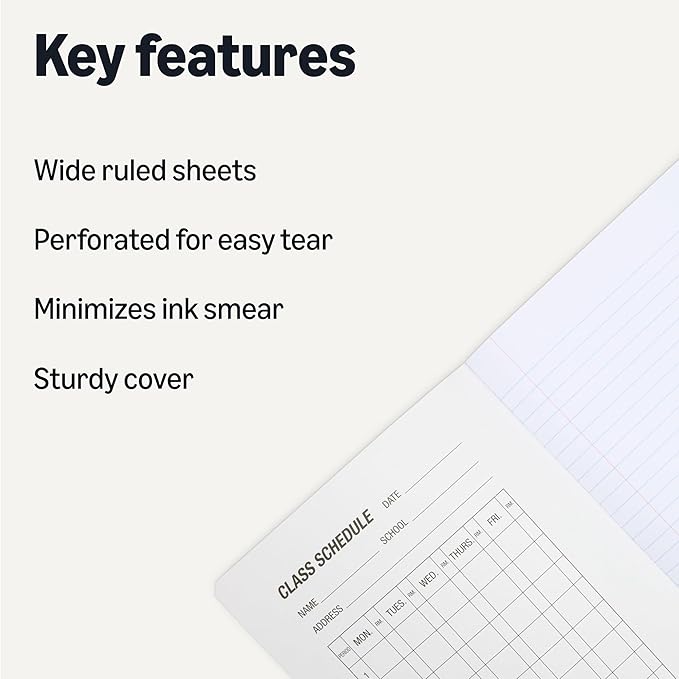 Amazon Basics Composition Notebook, Wide Ruled, 100 Sheets, 12 pack, Marble Black, 9.75" x 7.5"