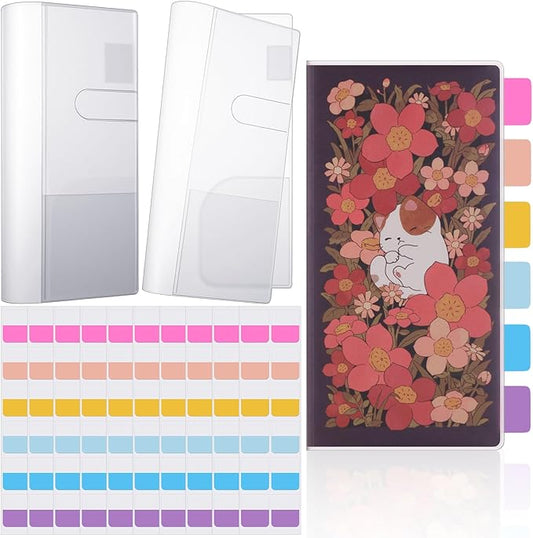 Tinlade 2 Pieces Clear Plastic Cover for Weeks, 8.27 x 7.68 Inches Planner Cover Protector with 120 Color Tabs, Transparent PVC Notebook Strong Plastic Protecting Sleeves for Books(Colored)