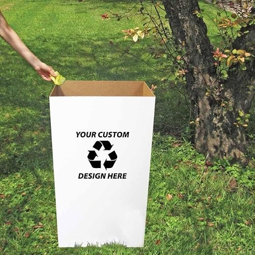 VictoryStore 22.3 gallons Cardboard Trash Bin, Reusable, Recyclable and Disposable Trash Cans, Sturdy Cardboard Medium Size (Blank, 25-Pack)